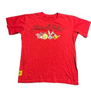 Looney Tunes “That’s All Folks” Graphic T‑Shirt – Red, Size Large